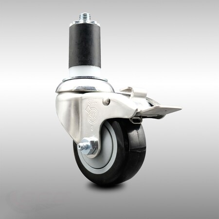 Service Caster 3.5 Inch 316SS Black Poly Swivel 1-1/2 Inch Expanding Stem Caster Lock Brake SCC SCC-SS316TTLEX20S3514-PPUB-BLK-112
